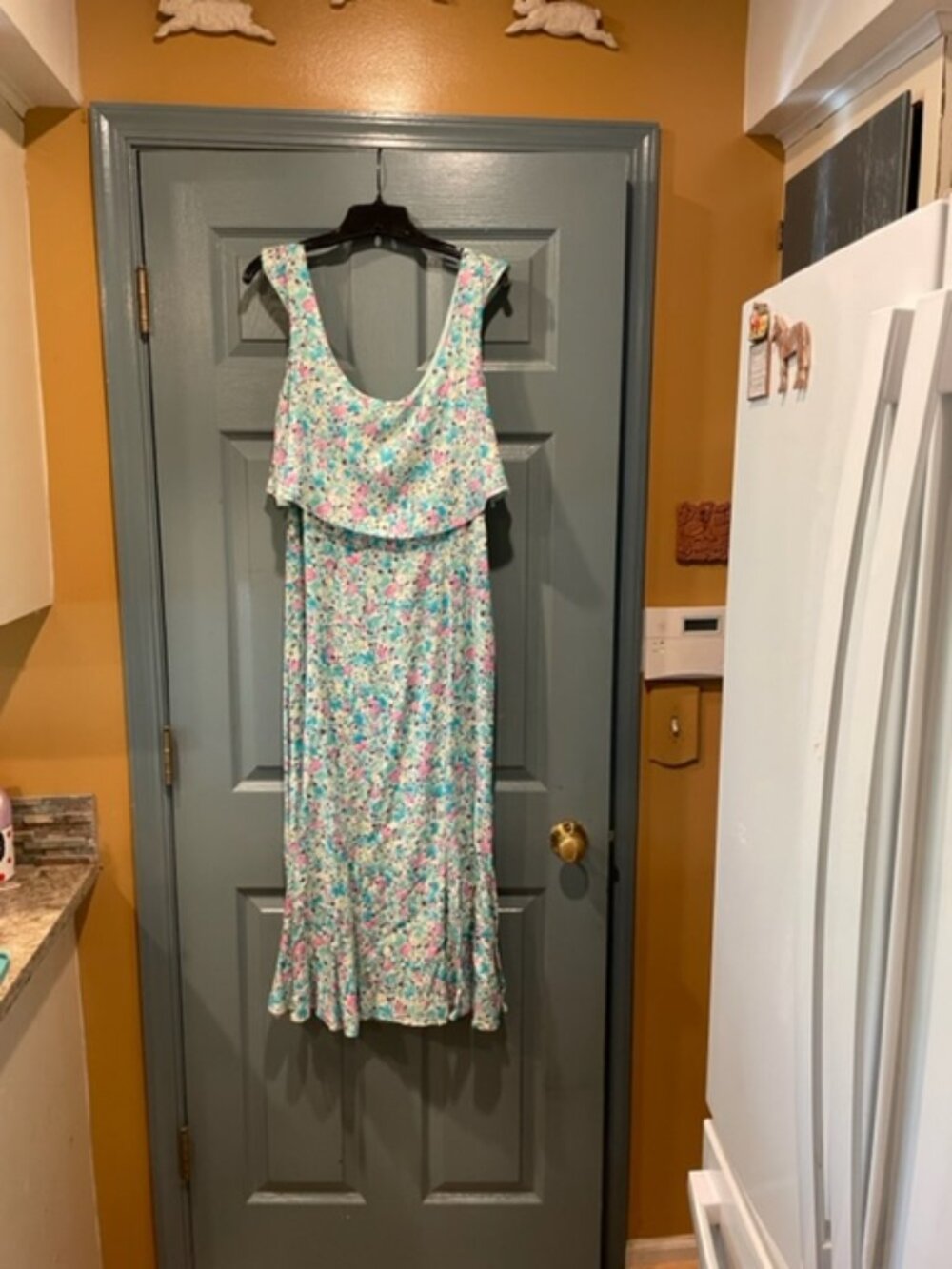 Gail Blacker NYC exquisite sleeveless floral dress M, never worn-blue/pink/white